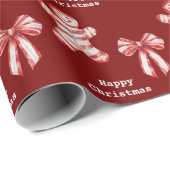 Papier Cadeau Noël Rouge Blanc Peppermenthe Gingerbread Cookie (Coin rond)