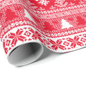 Papier Cadeau Noël Rouge Blanc Vacances Knit Vilain Sweat (Coin rond)
