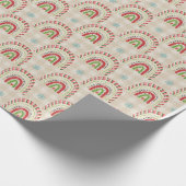 Papier Cadeau Noël Rouge Blanc Vert Arcs-en-ciel & Snowflakes (Coin)