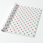 Papier Cadeau Noël rouge blanc vert pois motif (Déroulé)