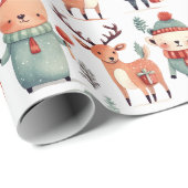 Papier Cadeau Noël Rouge Bleu Reinder (Coin rond)