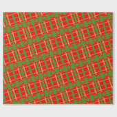 Papier Cadeau Noël Rouge boîte cadeau vert (Plat)