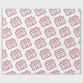 Papier Cadeau Noël Rouge Bow Motif cadeau Blanc (Plat)