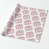 Papier Cadeau Noël Rouge Bow Motif cadeau Blanc (Déroulé)