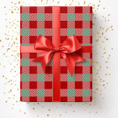 Papier Cadeau Noël Rouge Buffalo vert Plaid Motif