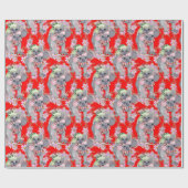 Papier Cadeau Noël rouge de la famille Koala (Plat)