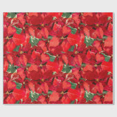 Papier Cadeau Noël rouge de poinsettia (Plat)
