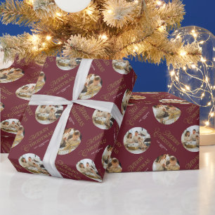Papier Cadeau Noël Rouge Élégant et Mignon Personnalisé
