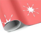 Papier Cadeau Noël rouge et blanc avec étoiles (Coin rond)