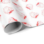 Papier Cadeau Noël rouge et blanc du père noël gai (Coin rond)
