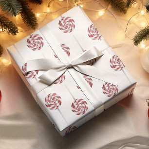 Papier Cadeau Noël Rouge Et Blanc Moderne De Lolipop