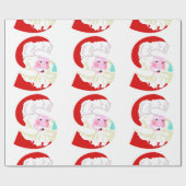 Papier Cadeau Noël Rouge et Blanc Père Noël (Plat)