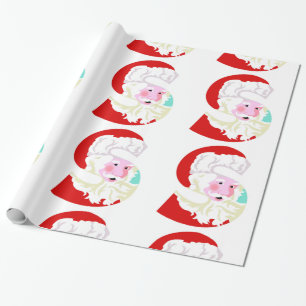 Papier Cadeau Noël Rouge et Blanc Père Noël