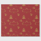 Papier Cadeau Noël rouge et or (Plat)