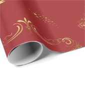 Papier Cadeau Noël rouge et or (Coin rond)