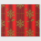 Papier Cadeau Noël rouge et or (Plat)