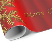 Papier Cadeau Noël rouge et or (Coin rond)