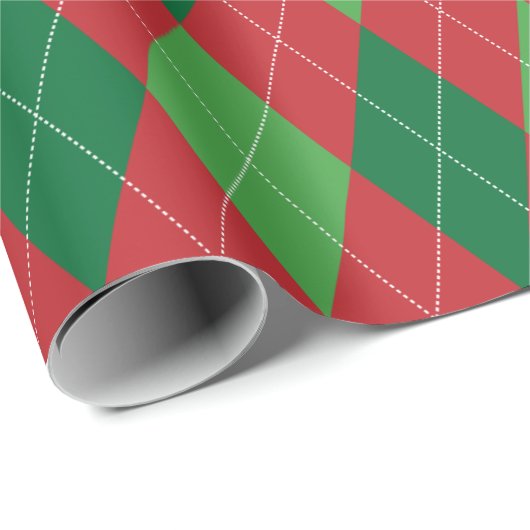 Papier Cadeau Noël Rouge et Vert Argyle Extra Large (Coin rond)