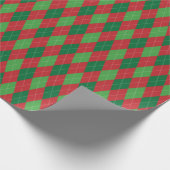 Papier Cadeau Noël Rouge et Vert Grand Argyle (Coin)