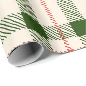 Papier Cadeau Noël Rouge et vert Plaid Farmhouse mignonne Simple (Coin rond)