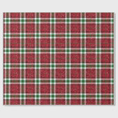 Papier Cadeau Noël rouge et vert Plaid Parties scintillant Noël (Plat)