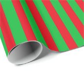 Papier Cadeau Noël rouge et vert rayé (Coin rond)