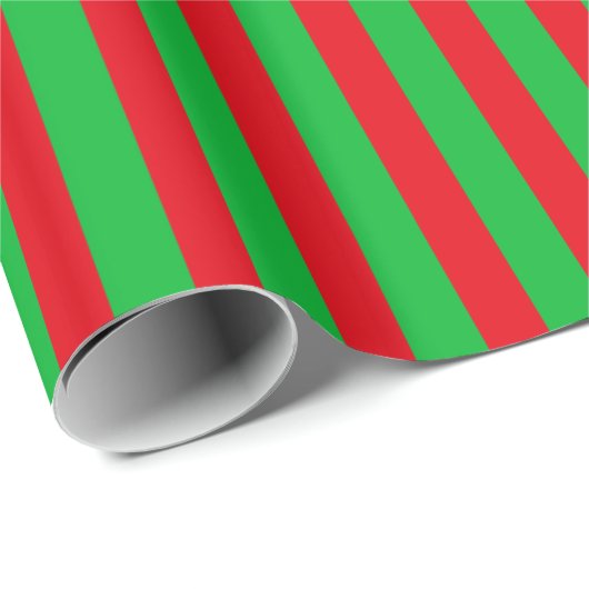 Papier Cadeau Noël rouge et vert rayé (Coin rond)