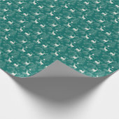 Papier Cadeau Noël rouge festif, forêt d'hiver. (Coin)