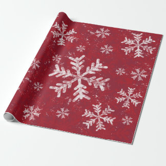 Papier Cadeau Noël Rouge Flambeau blanc Flambeau de neige rustiq