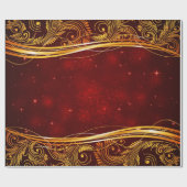 Papier Cadeau Noël rouge foncé et d'or (Plat)