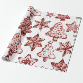 Papier Cadeau Noël Rouge Nostalgique (Déroulé)