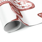 Papier Cadeau Noël Rouge Nostalgique (Coin rond)