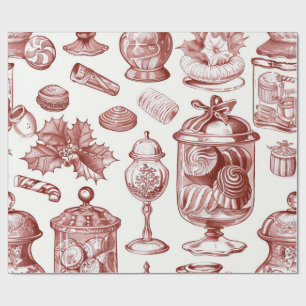 Papier Cadeau Noël Rouge Nostalgique