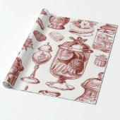 Papier Cadeau Noël Rouge Nostalgique (Déroulé)