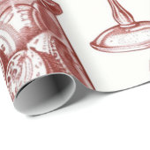 Papier Cadeau Noël Rouge Nostalgique (Coin rond)