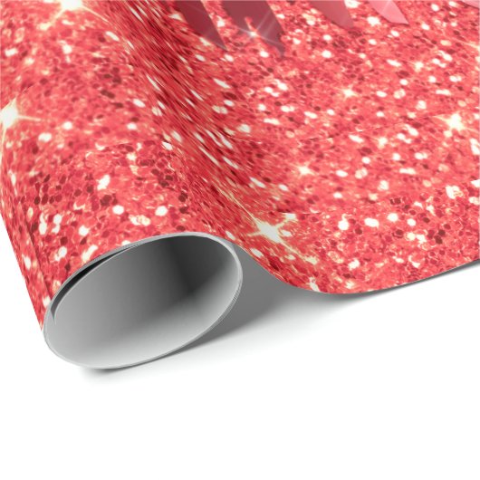 Papier Cadeau Noël Rouge Parties scintillant de séchage en métal (Coin rond)