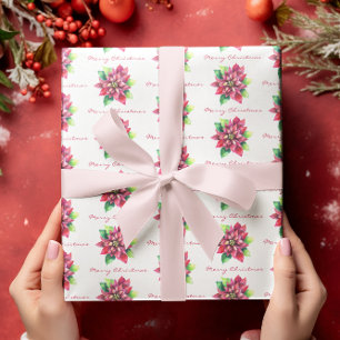 Papier Cadeau Noël Rouge Poinsettia