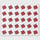 Papier cadeau Noël Rouge Poinsettia (Plat)