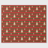Papier Cadeau Noël rouge rétro et vert (Plat)