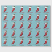 Papier Cadeau Noel Rouge Sur Bleu Avec Texte Personnalisé (Plat)