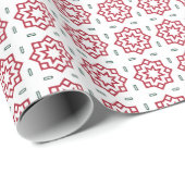 Papier Cadeau Noël Rouge Vert et Motif blanc (Coin rond)