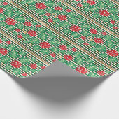 Papier Cadeau Noël Rouge & Vert Grandes et Ornements (Coin)