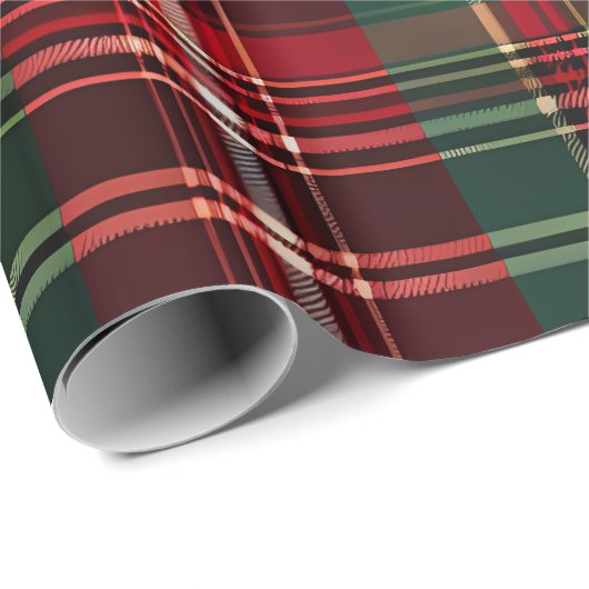 Papier Cadeau Noël Rouge Vert Plat (Coin rond)