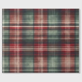 Papier Cadeau Noël Rouge Vert Plat (Plat)