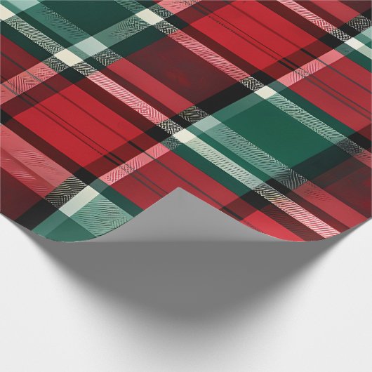 Papier Cadeau Noël Rouge Vert Plat (Coin)