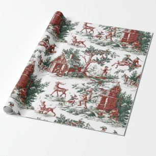 Papier Cadeau Noël Rouge Vert Vintage Nostalgique