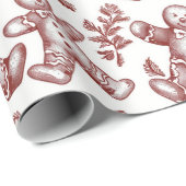 Papier Cadeau Noël Rouge Vintage (Coin rond)