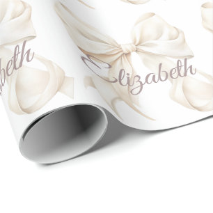 Papier Cadeau Noël Ruban Blanc Élégant
