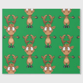 Papier Cadeau Noël Rudolph Red Nez Reindeer (Plat)