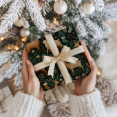 Papier Cadeau Noël Russe Russe Moderne de cerfs et pins